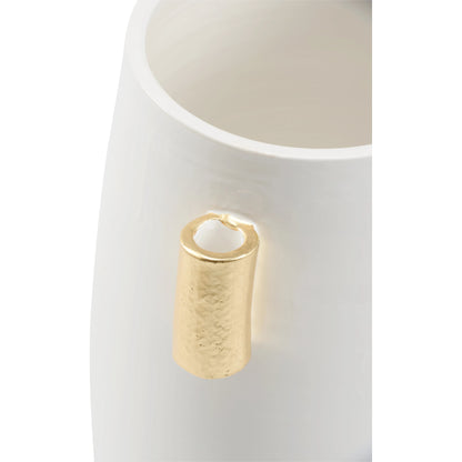 Blanco Vaso by Wildwood in white glaze, gold leaf. Made from unique in a modern style.