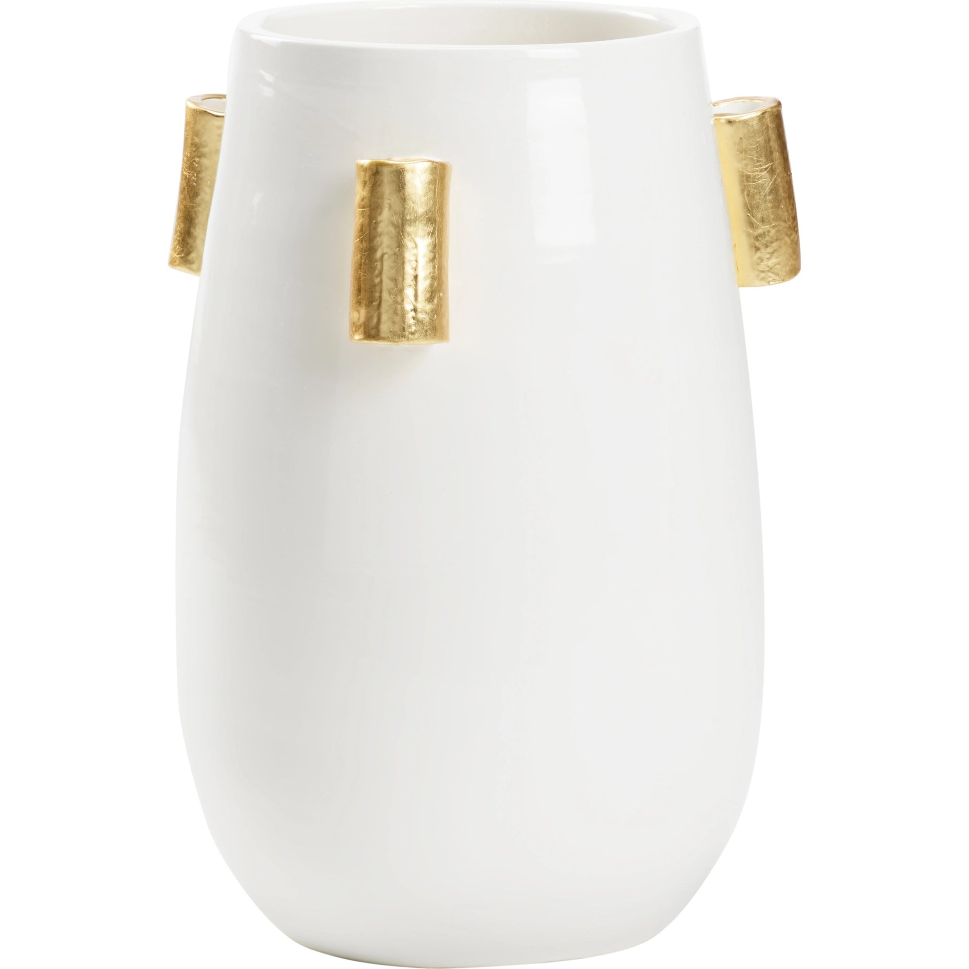 Blanco Vaso by Wildwood in white glaze, gold leaf. Made from unique in a modern style.