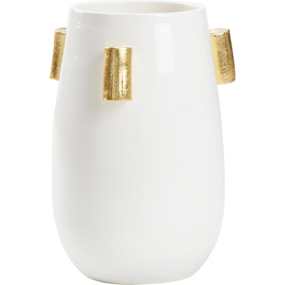 Blanco Vaso by Wildwood in white glaze, gold leaf. Made from unique in a modern style.