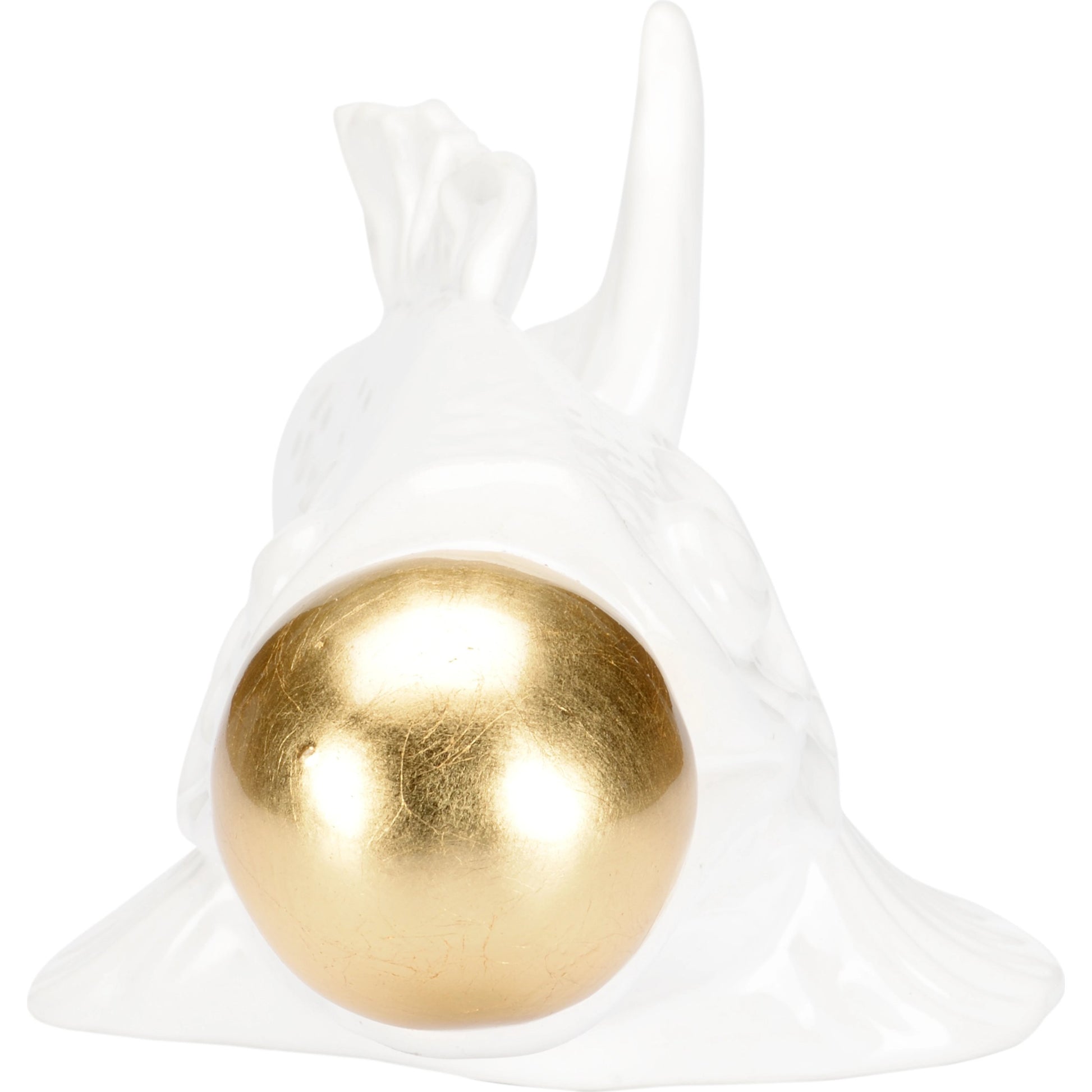 Imperial Koi by Wildwood in white glaze, gold leaf. Made from ceramic in a modern style.