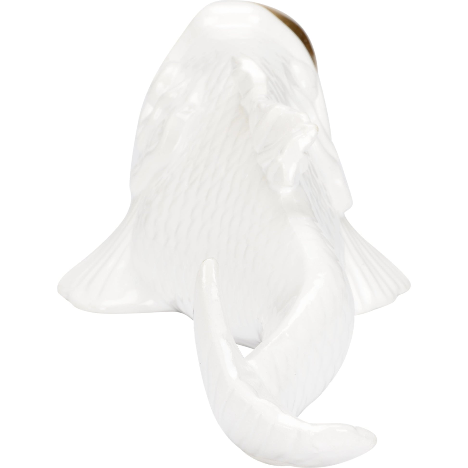 Imperial Koi by Wildwood in white glaze, gold leaf. Made from ceramic in a modern style.