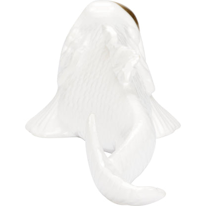 Imperial Koi by Wildwood in white glaze, gold leaf. Made from ceramic in a modern style.