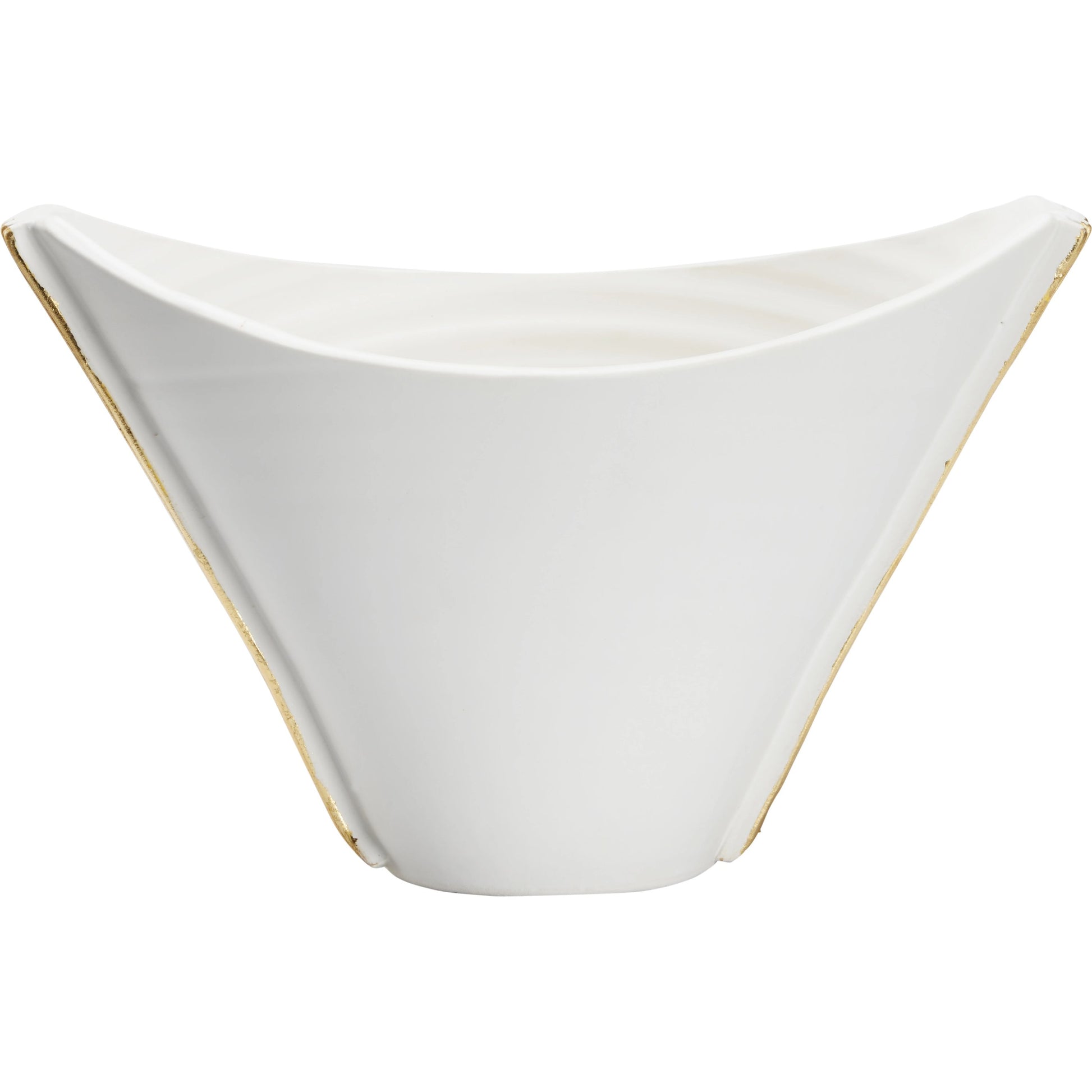 Siracusa Vessel by Wildwood in matte white, gold leaf. Made from handmade ceramic in a modern style.