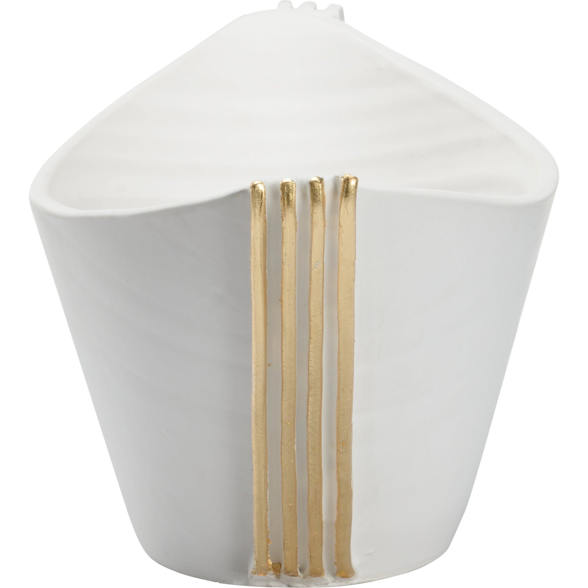 Siracusa Vessel by Wildwood in matte white, gold leaf. Made from handmade ceramic in a modern style.