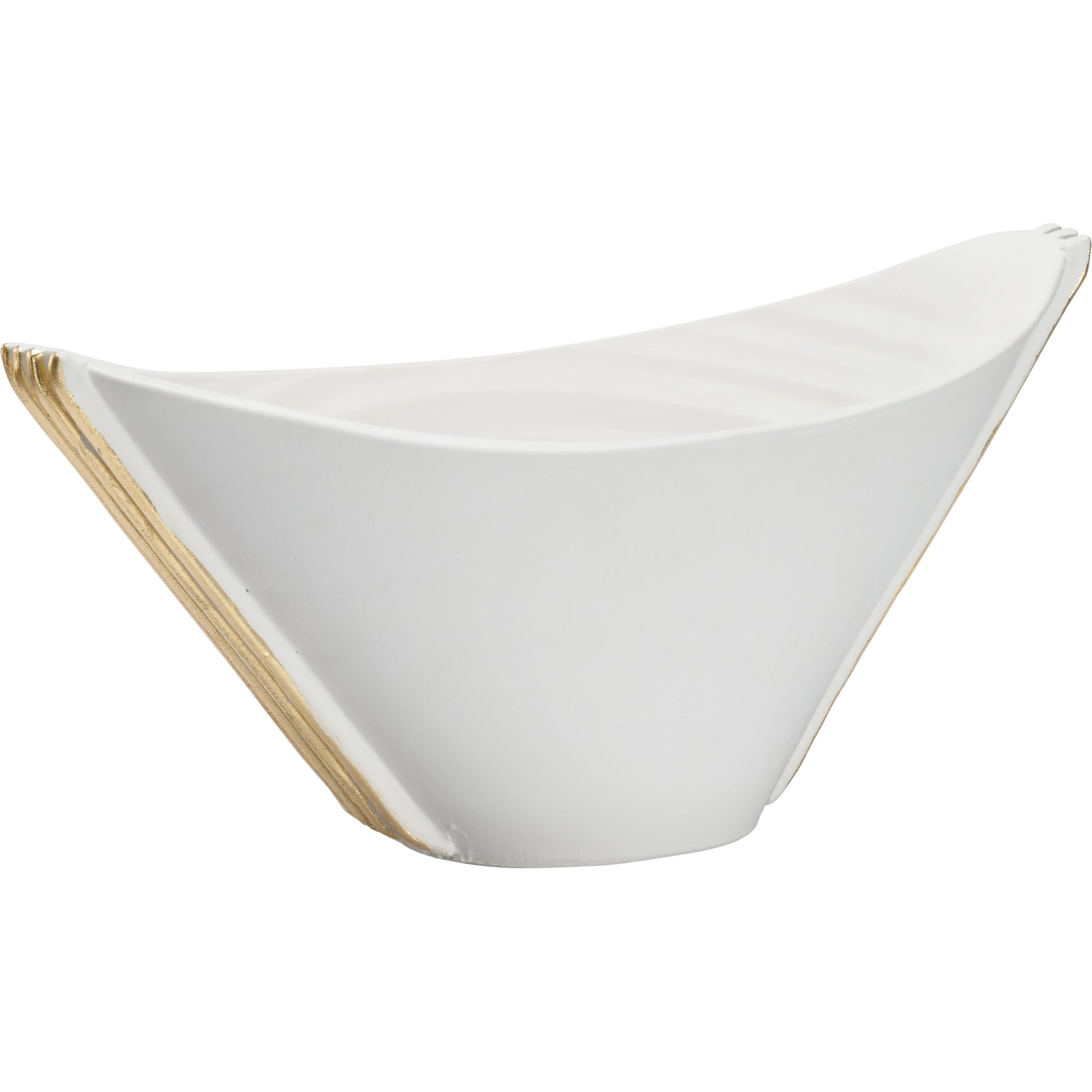 Siracusa Vessel by Wildwood in matte white, gold leaf. Made from handmade ceramic in a modern style.