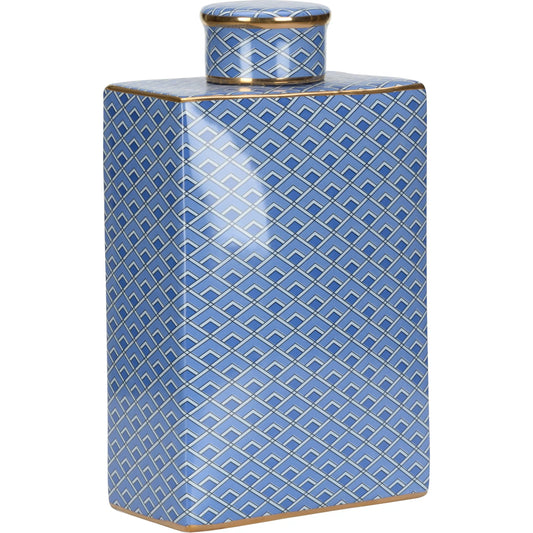 Kelly Jar by Wildwood in blue, white, gold. Made from unique in a unique style.