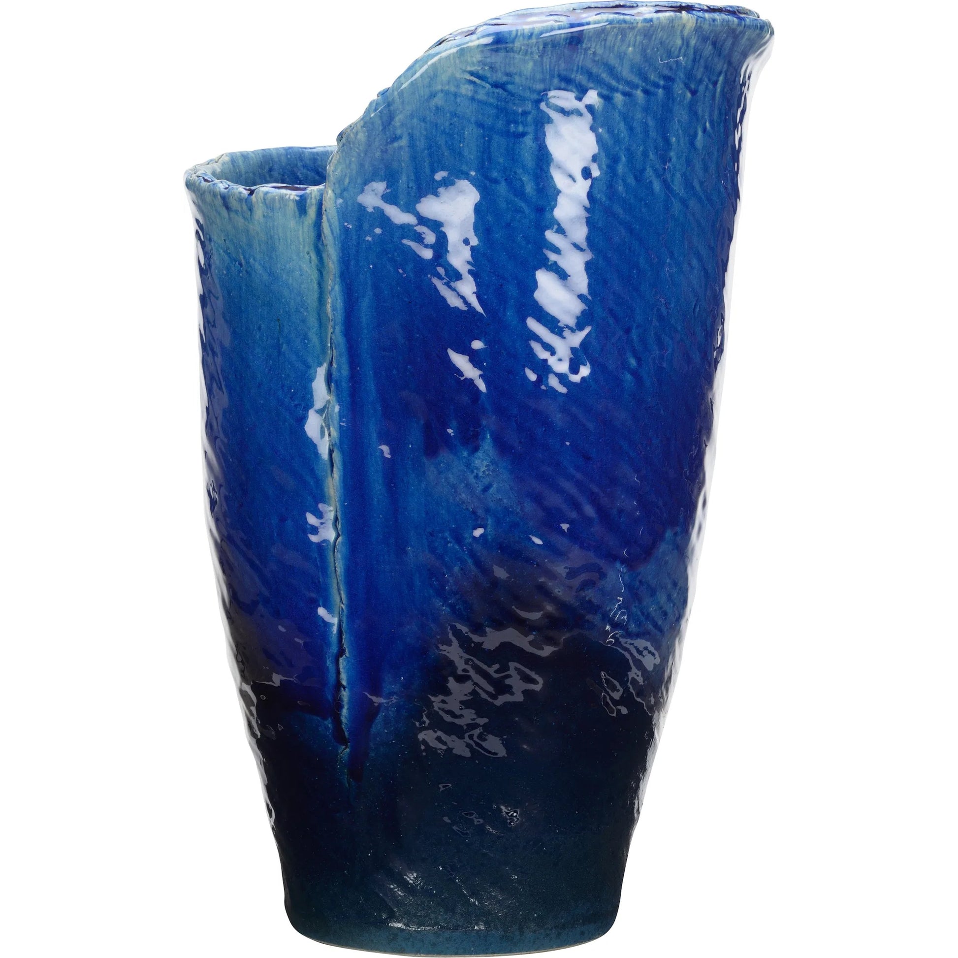 Okinawa Vase by Wildwood in blue and indigo glaze. Made from unique in a coastal style.