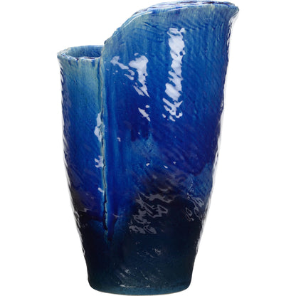 Okinawa Vase by Wildwood in blue and indigo glaze. Made from unique in a coastal style.