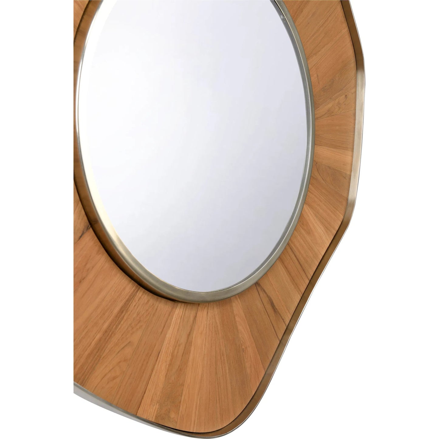 004 SI-2105170 | Closeup | Pith Mirror by Wildwood in organic, brushed nickel, plain. Made from unique in a transitional style.