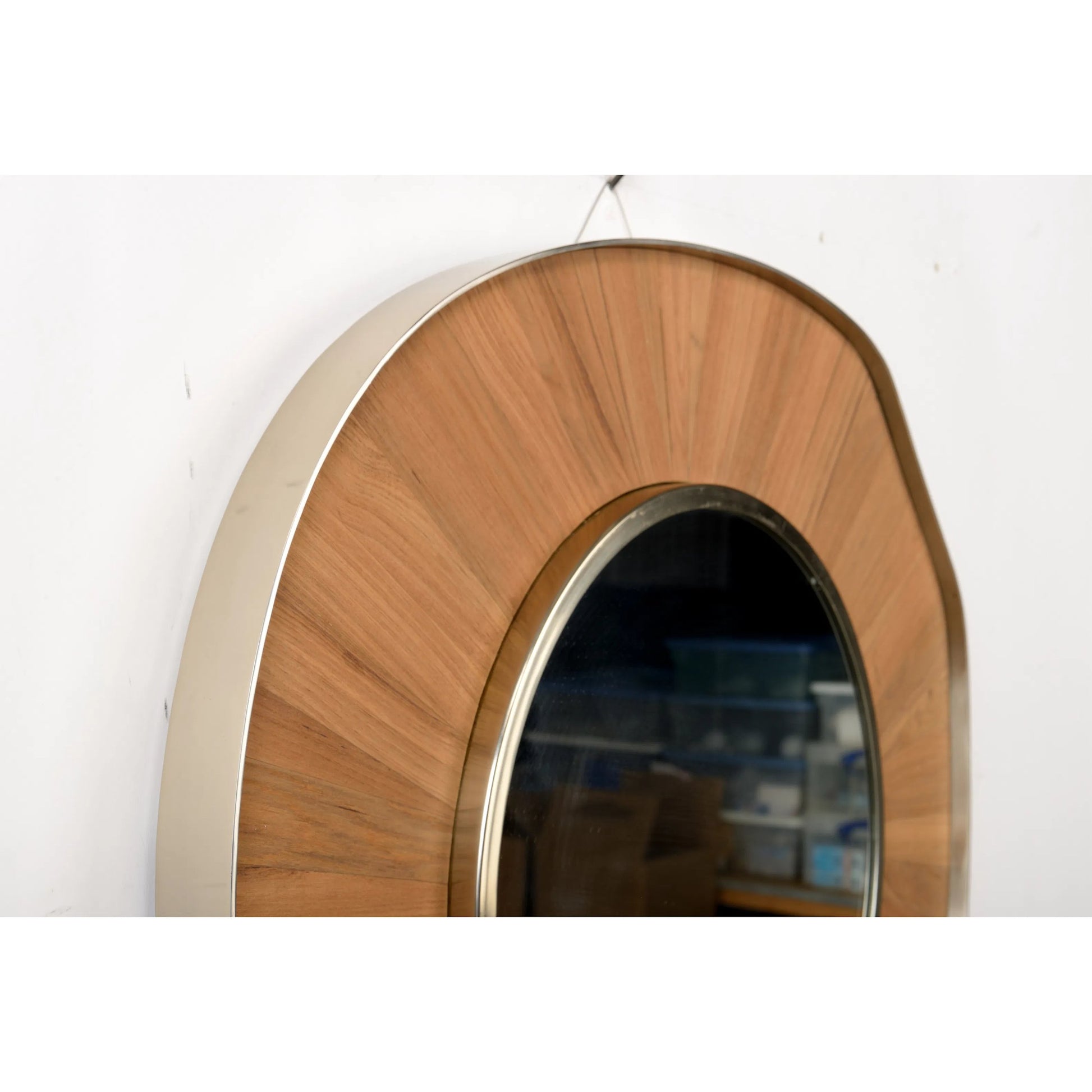 Pith Mirror by Wildwood in organic, brushed nickel, plain. Made from unique in a transitional style.