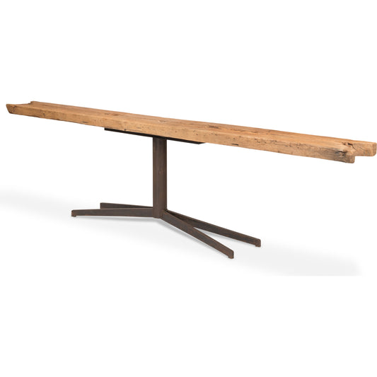 Wall Console Table by Sarreid Ltd. in beige and elm. Made from elm, iron in a rustic style.