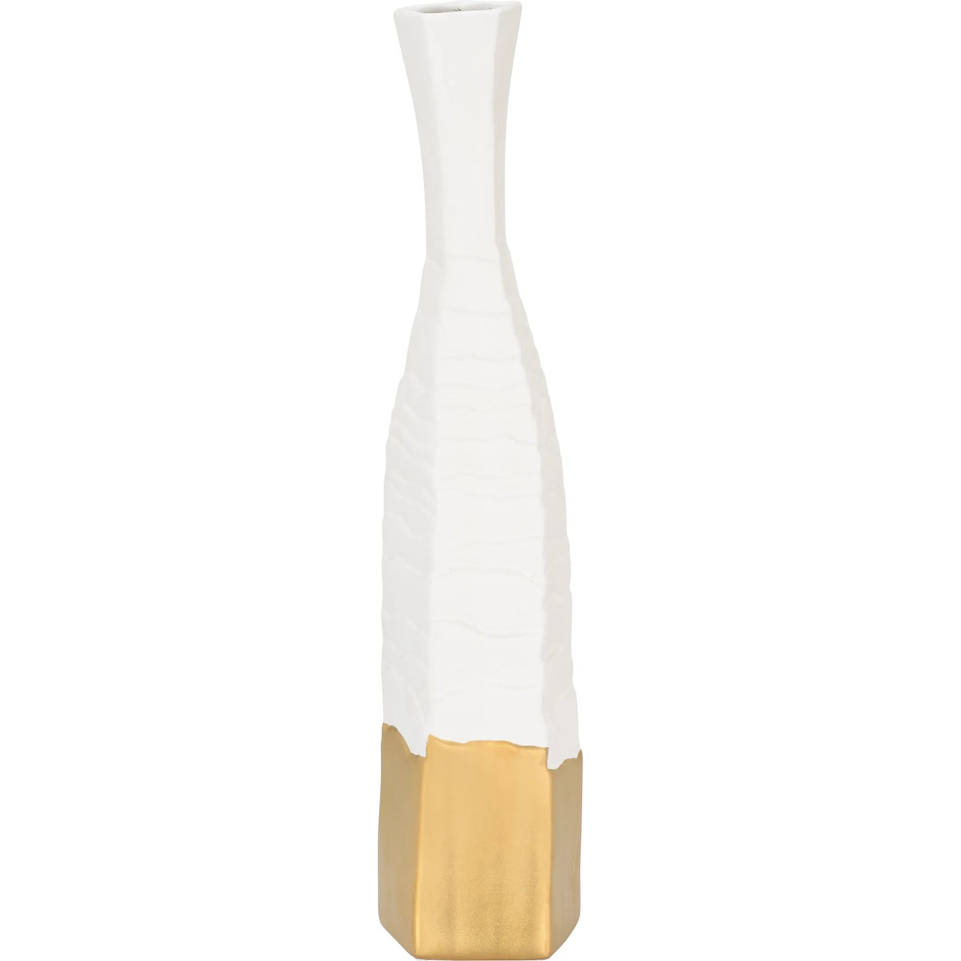 Himari Vase by Wildwood in white, cream, gold and matte white, metallic gold glaze. Made from unique in a unique style.