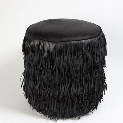 Fringe Ottoman by Global Views. Made from mdf, leather, pvc in a unique style.
