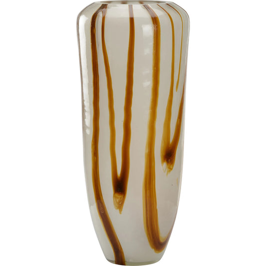 Aubrey Glass Vase by Wildwood in white, cream, brown. Made from unique in a unique style.