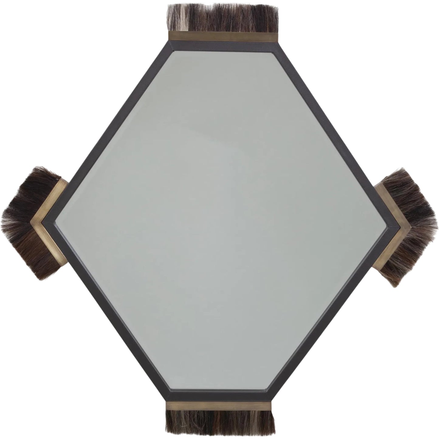 004 SI-2446449 | Primary Silo | Harrington Mirror by Global Views in graphite leather. Made from mdf, brass, horse hair, mirror, leather cladding in a traditional style.