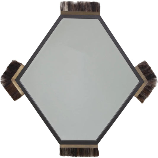 Harrington Mirror by Global Views in graphite leather. Made from mdf, brass, horse hair, mirror, leather cladding in a unique style.