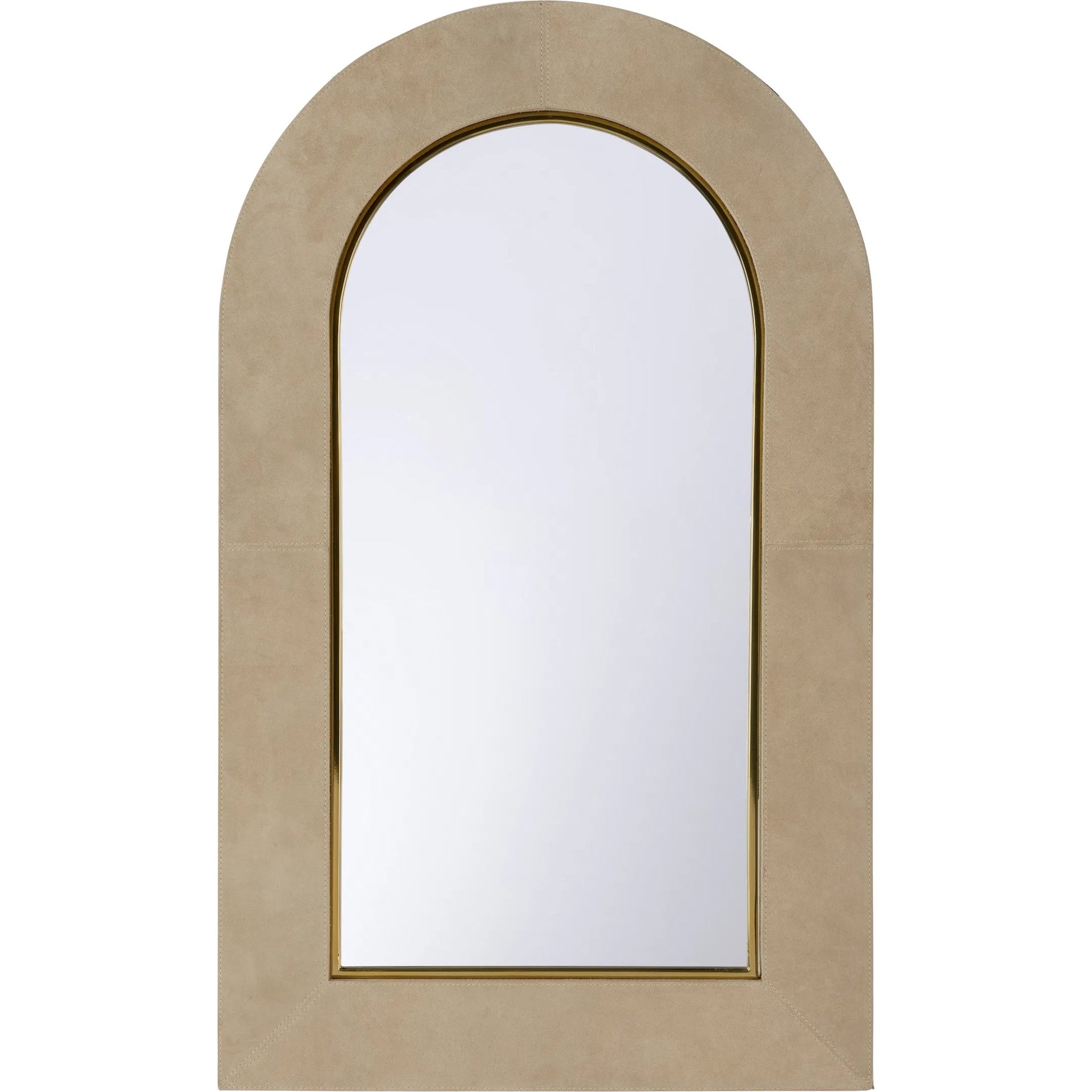 Harrison Mirror by Wildwood in taupe, polished brass, clear. Made from unique in a transitional style.