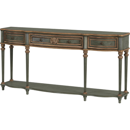Peyton Large Console Table by Butler Specialty Company in pastel green and royal pastel green. Made from rubberwood, mdf, cherry veneer, resin in a unique style.