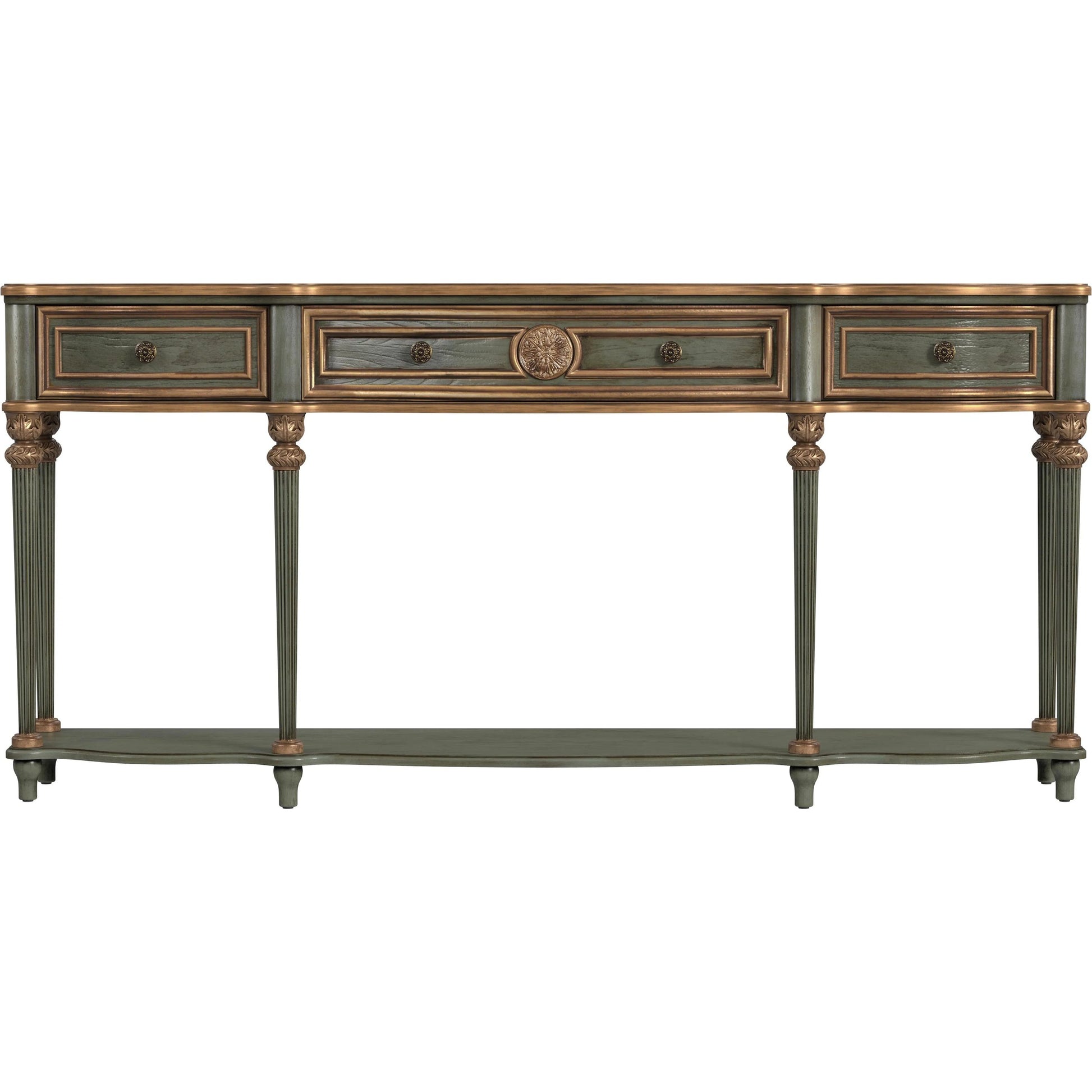 Peyton Large Console Table by Butler Specialty Company in pastel green and royal pastel green. Made from rubberwood, mdf, cherry veneer, resin in a unique style.