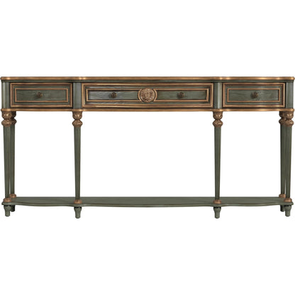 Peyton Large Console Table by Butler Specialty Company in pastel green and royal pastel green. Made from rubberwood, mdf, cherry veneer, resin in a unique style.