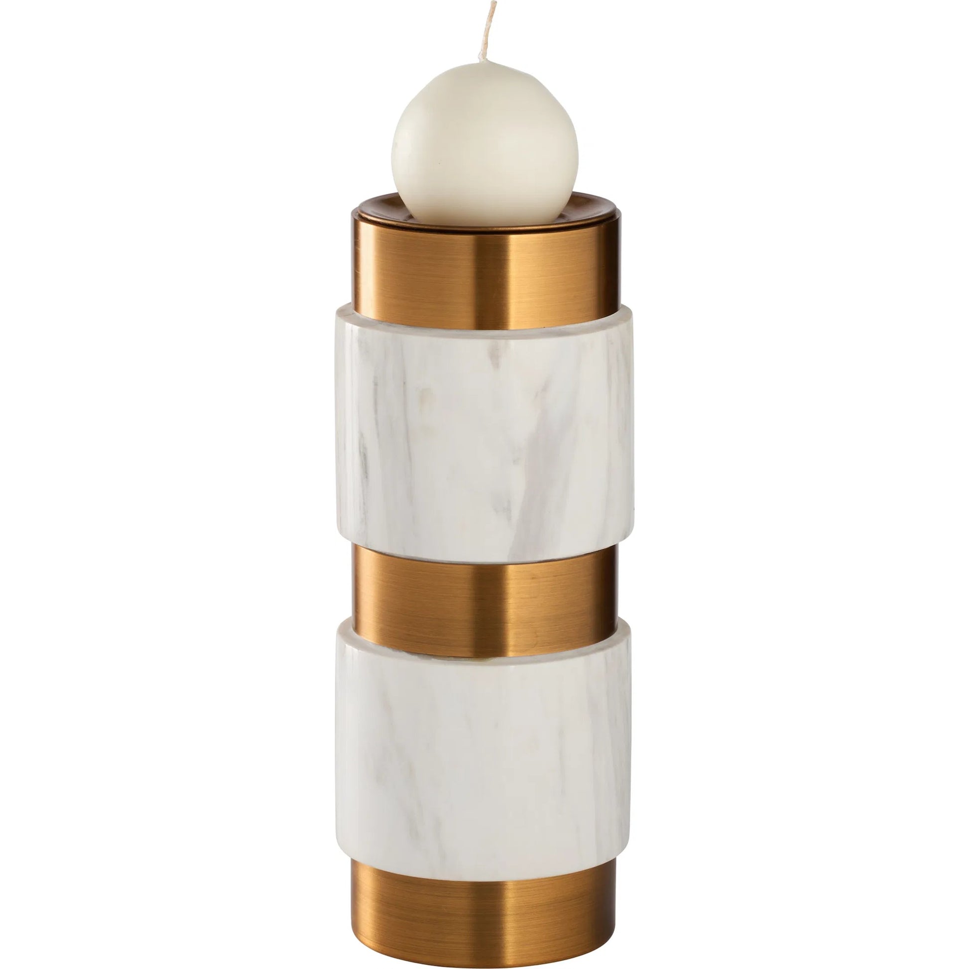 Leonard Candleholder by Wildwood in natural white, antique brass. Made from unique in a unique style.