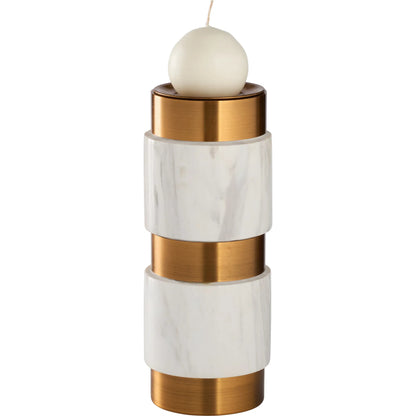 Leonard Candleholder by Wildwood in natural white, antique brass. Made from unique in a unique style.