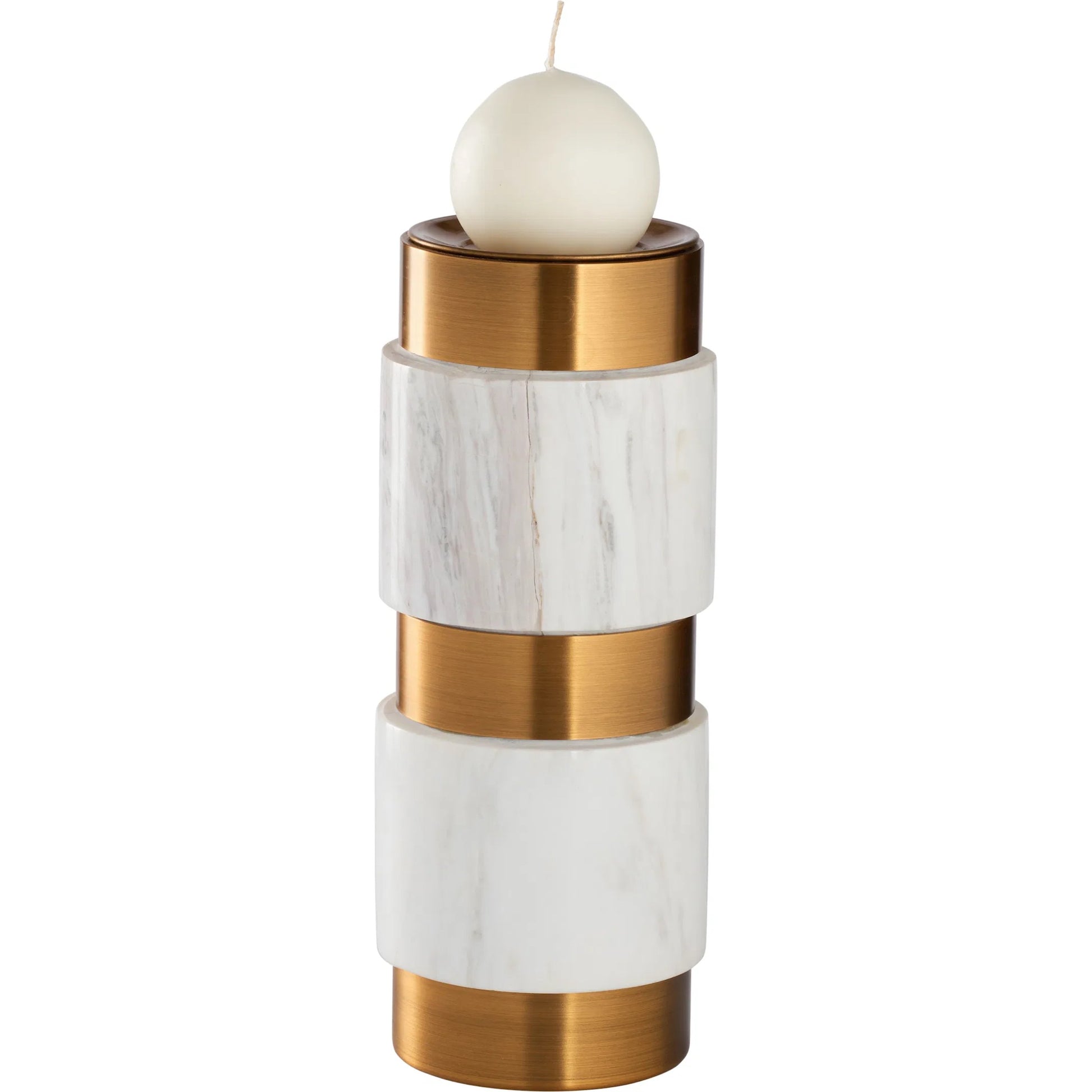 Leonard Candleholder by Wildwood in natural white, antique brass. Made from unique in a unique style.
