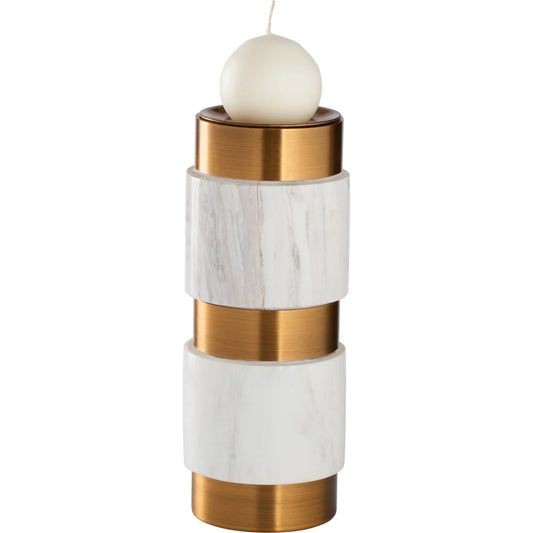 Leonard Candleholder by Wildwood in natural white, antique brass. Made from unique in a unique style.