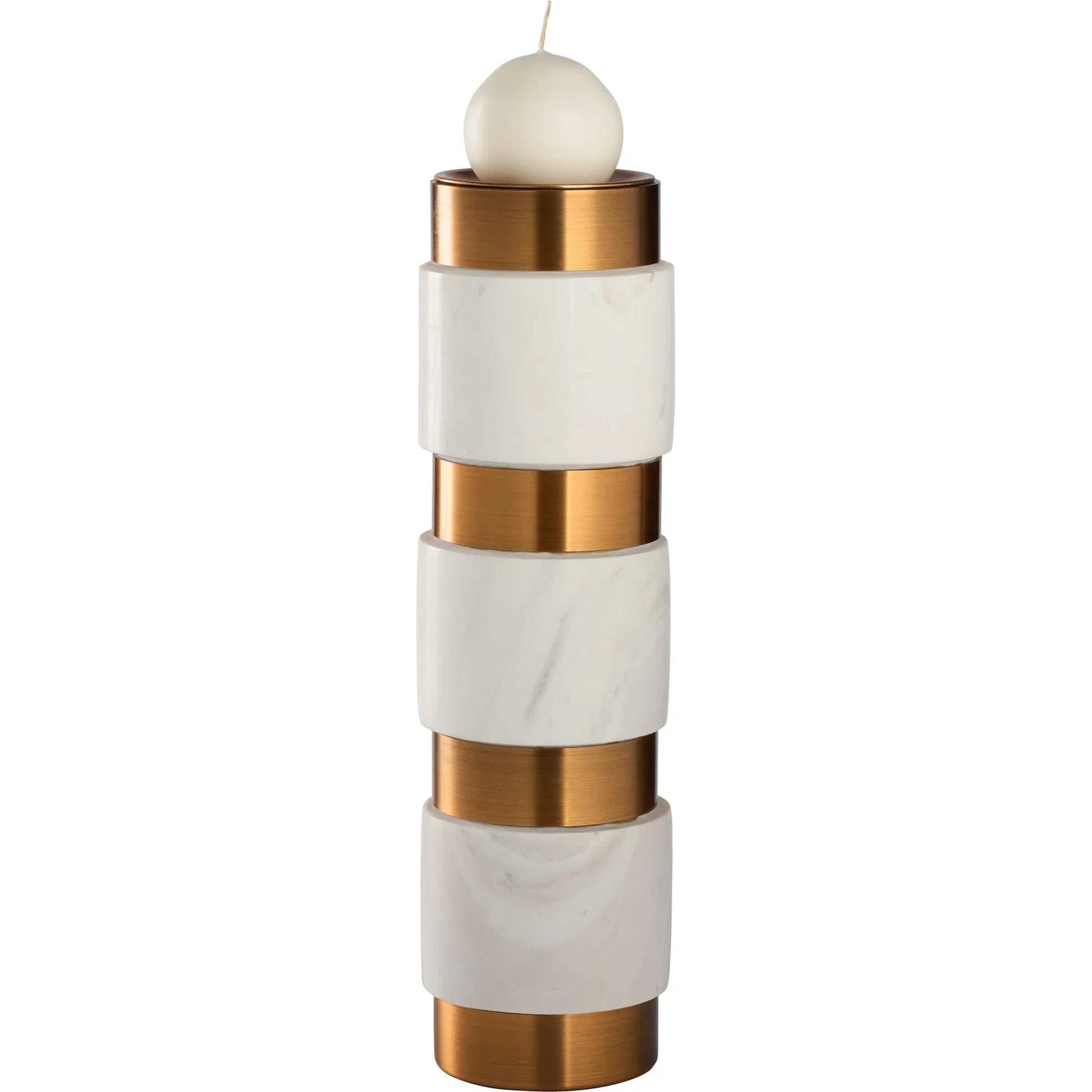 Leonard Candleholder by Wildwood in natural white, antique brass. Made from unique in a unique style.
