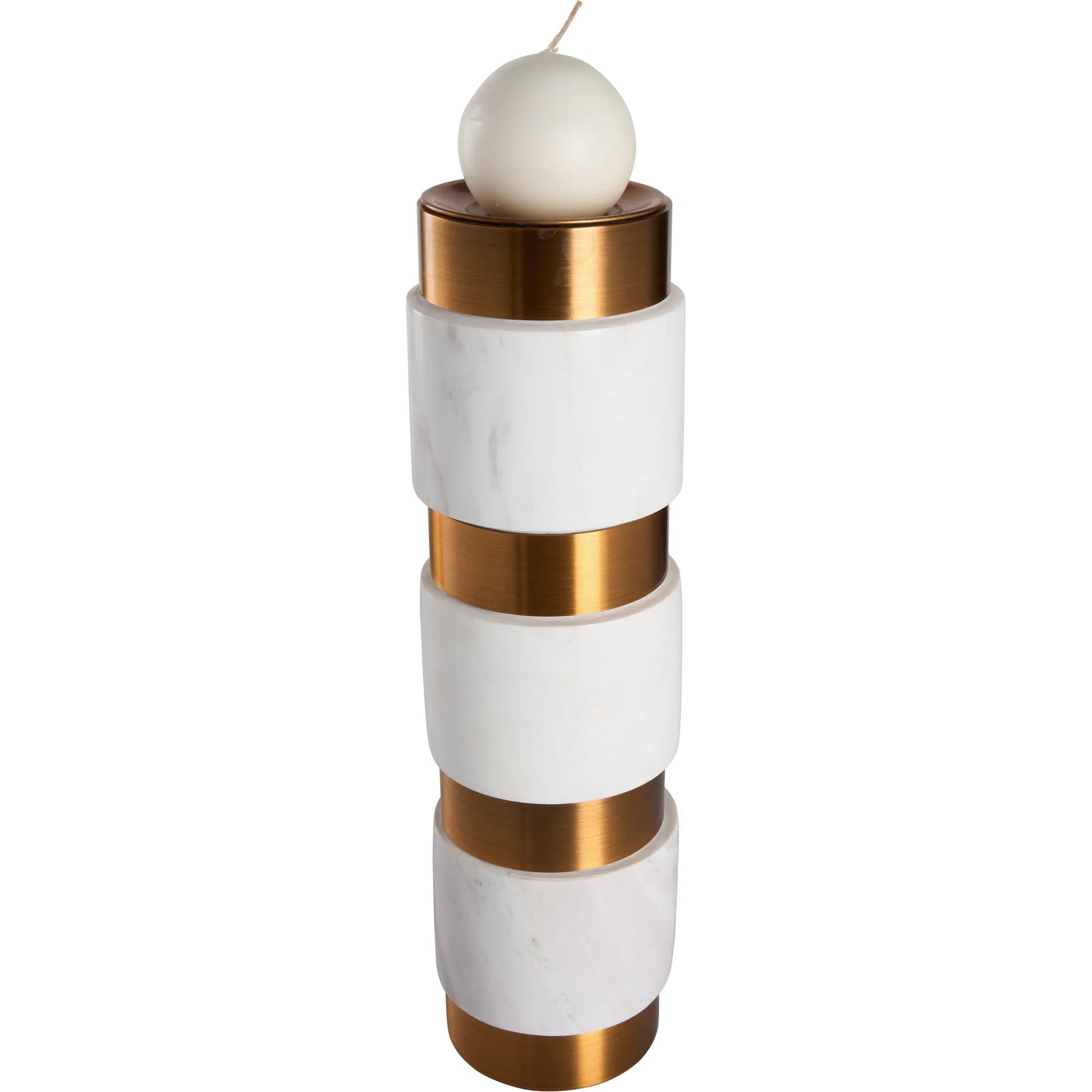 Leonard Candleholder by Wildwood in natural white, antique brass. Made from unique in a unique style.