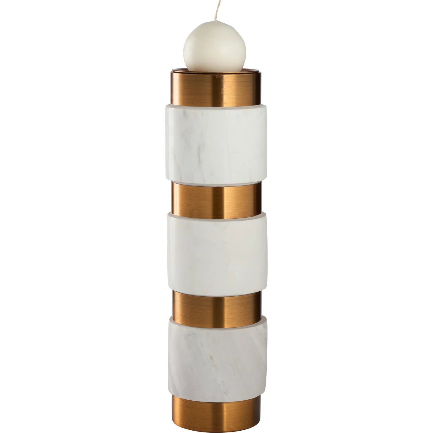 002 SI-2388000 | Primary Silo | Leonard Candleholder by Wildwood in natural white, antique brass. Made from unique in a unique style.