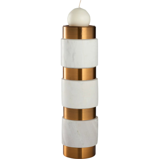 Leonard Candleholder by Wildwood in natural white, antique brass. Made from unique in a unique style.