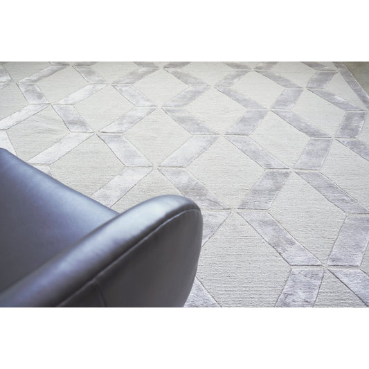 Metro Velvet 3030 Rug by Exquisite Rugs in silver. Made from wool, viscose in a unique style.