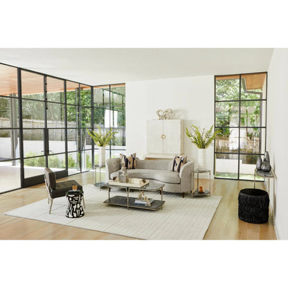 Fringe Ottoman by Global Views. Made from mdf, leather, pvc in a unique style.