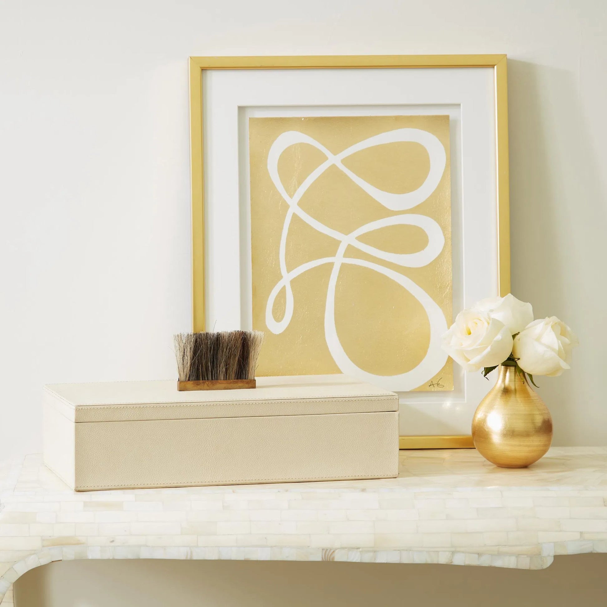 Harrington Box by Global Views. Made from mdf, brass, horse hair, leather cladding in a traditional style.