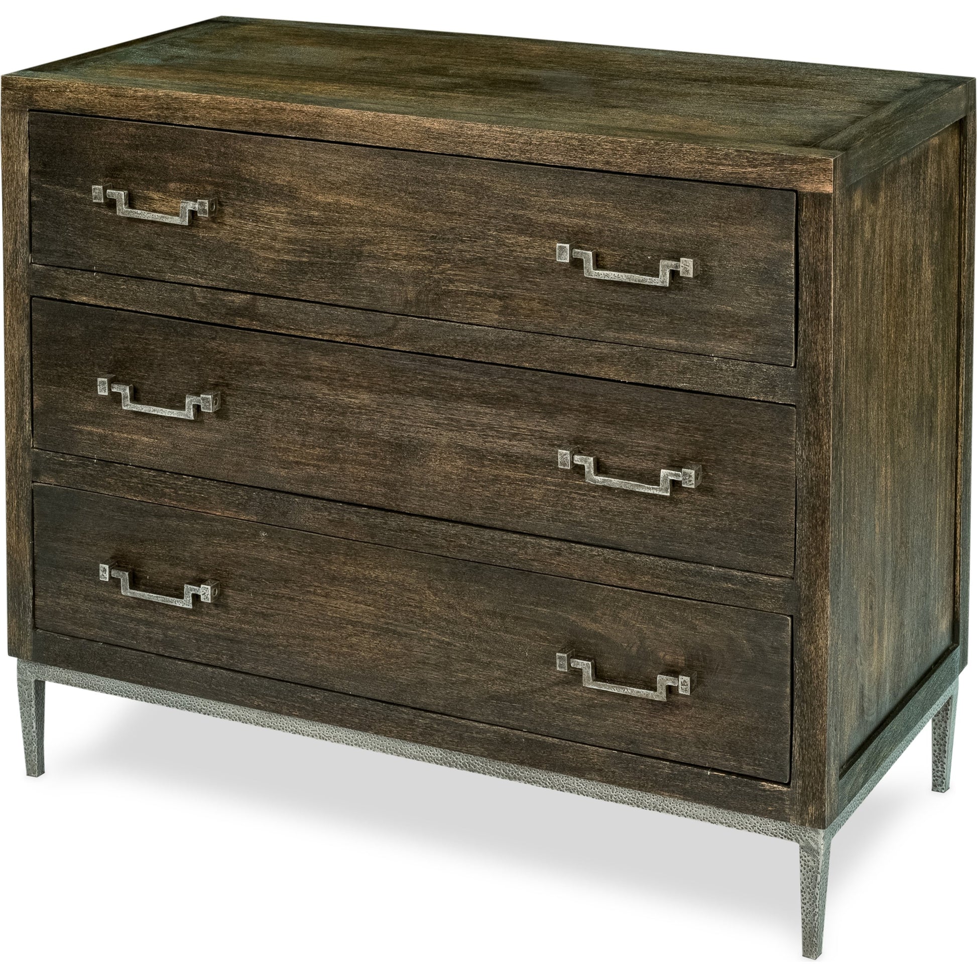 Bauhaus Chest of Drawers by Sarreid Ltd. in gray and mango. Made from mango, iron in a cottage & farmhouse style.
