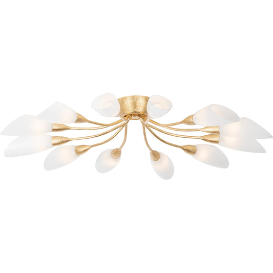 Enfield Semi Flush by Hudson Valley in vintage gold leaf. Made from iron in a unique style.