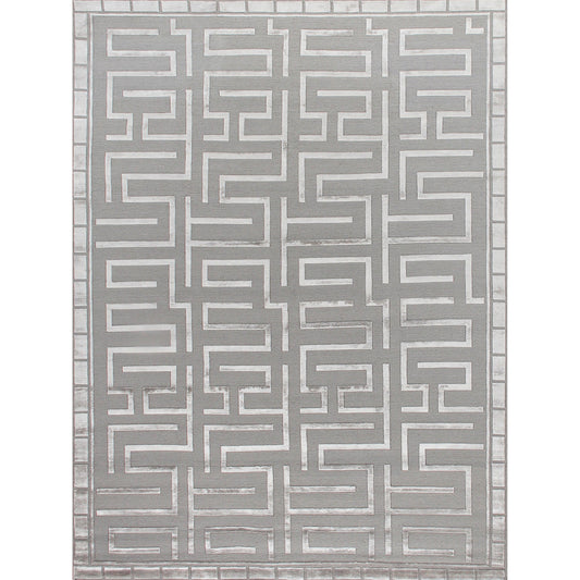 Metro Velvet 3042 Rug by Exquisite Rugs in silver. Made from new zealand wool, viscose in a unique style.