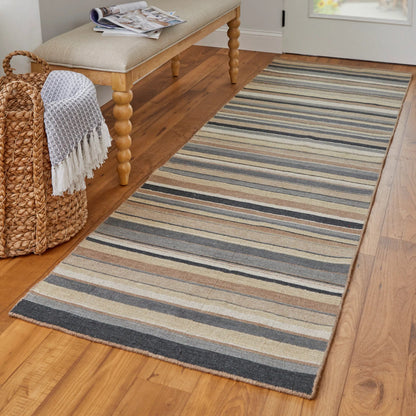 Silva Transitional Stripes Rug - I0499 by Feizy in gold, gray, tan. Made from wool in a unique style.
