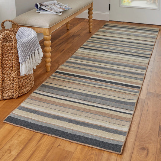 Silva Transitional Stripes Rug - I0499 by Feizy in gold, gray, tan. Made from wool in a unique style.