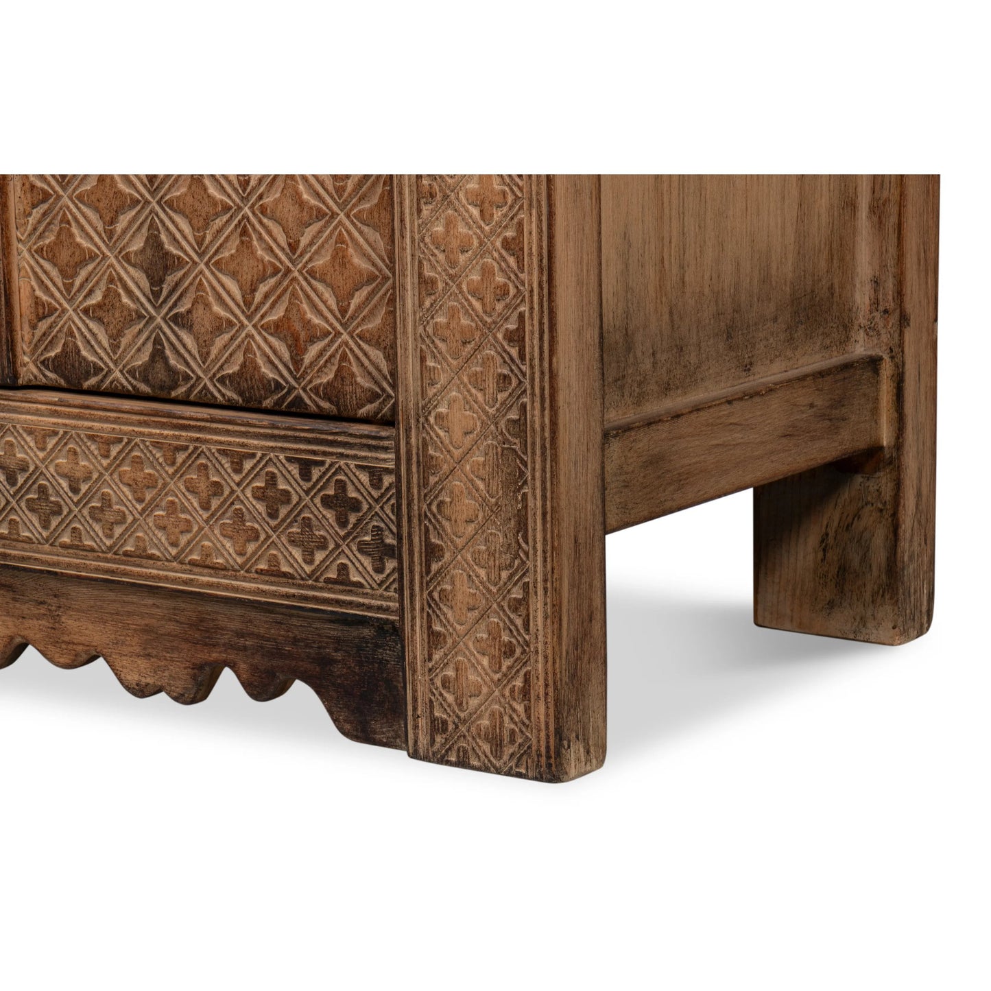 010 SI-2372545 | Closeup | Nader Persian Burnt Brown Sideboard by Sarreid Ltd. in brown. Made from reclaimed pine in a traditional style.