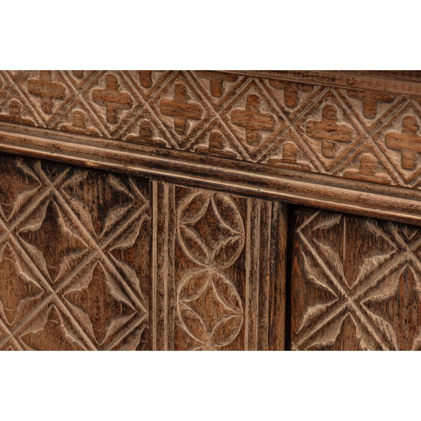 008 SI-2372545 | Closeup | Nader Persian Burnt Brown Sideboard by Sarreid Ltd. in brown. Made from reclaimed pine in a traditional style.