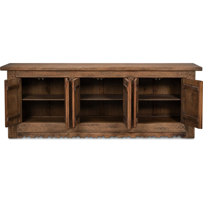 Nader Persian Burnt Brown Sideboard by Sarreid Ltd. in brown. Made from reclaimed pine in a traditional style.