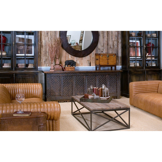 Xinjiang Cabinet by Sarreid Ltd. in dark brown. Made from pine in a cottage & farmhouse style.