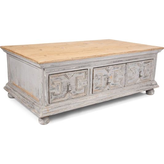 Base And Crown Coffee Table by Sarreid Ltd. in white. Made from pine, iron in a cottage & farmhouse style.