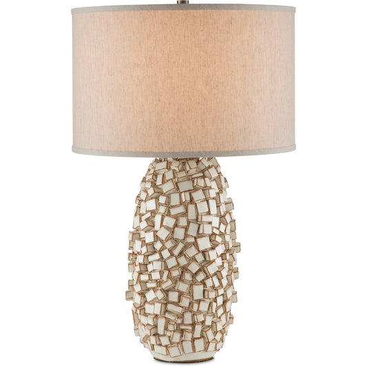 Sugar Cube Table Lamp by Currey and Company in ivory, brown. Made from ceramic in a modern style.