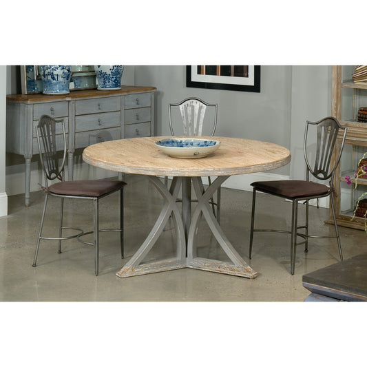 French Country Dining Table by Sarreid Ltd. in gray and natural old top. Made from pine in a cottage & farmhouse style.