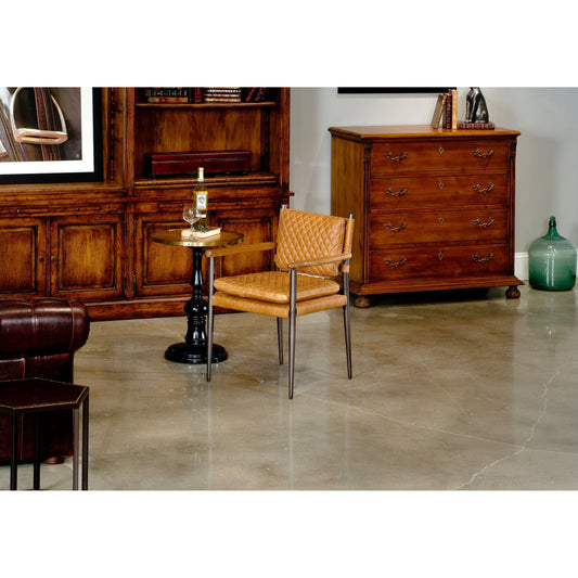 The Harley Chair by Sarreid Ltd. in brown. Made from wood, leather, metal in a modern style.