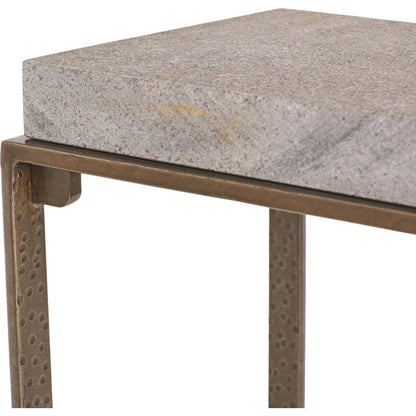 Zen Side Table with Flamed Granite by Global Views in bronze. Made from unique in a modern style.