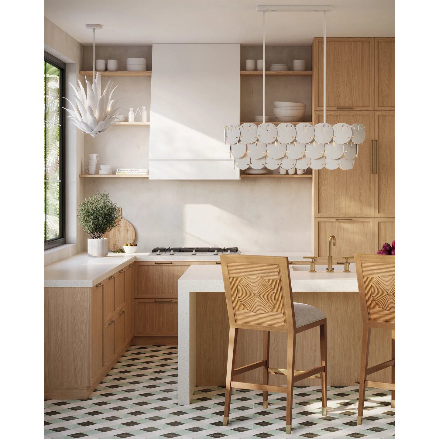 006 SI-2191860 | Lifestyle | Tulum Oval Chandelier by Currey and Company in sugar white, white. Made from wrought iron, bone china in a modern style.